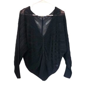 Versace Black Sheer Knit V-Neck Top
